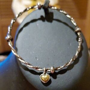 Silver and Gold Heart Charm Bracelet